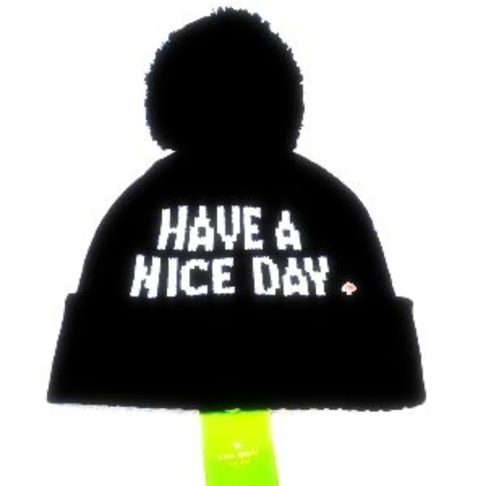 NWT Kate Spade Have A Nice Day Pom Pom Beanie